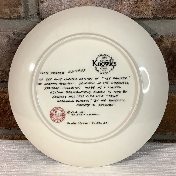 NORMAN ROCKWELL Vintage 1983 “The Painter” Collector’s Plate - Picture 3 of 10